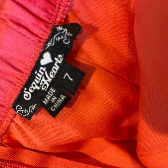 Sequin Hearts Women's Formal Coral Taffeta Ruched Rose Zip Back Mini Dress 7 - Picture 8 of 12